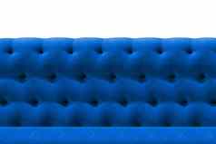 奢侈品黑暗蓝色的沙发天鹅绒缓冲特写镜头模式背景白色