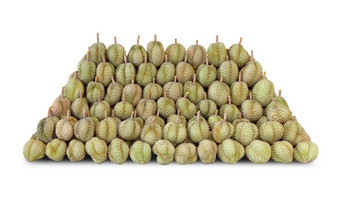 桩榴莲榴莲水果堆出售榴莲王水果东南泰国榴莲白色背景