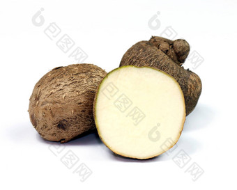 薯蓣属蒙内布泰国词新鲜的薯蓣属挤进薯蓣属板条根孤立的白色背景rubeola相片