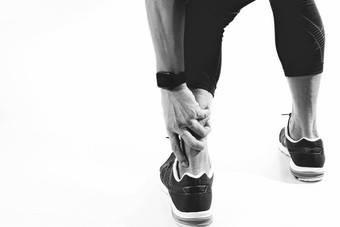 跑步者运动员持有脚踝疼痛破碎的扭曲的联合