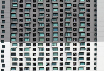 模式窗口建筑设计纹理模式现代建筑公寓孤立的白色背景孤立的高塔窗户建筑