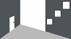室内房间插图虚拟画前的角度来看帧门墙