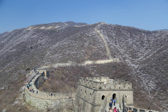 北京中国约伟大的墙中国绿色森林景观Mutianyuhuairou区北京中国秋天视图炉篦墙中国