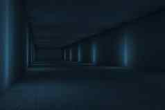 蓝色的黑暗隧道灯呈现