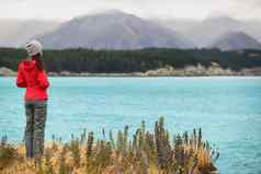 新西兰旅行旅游徒步旅行者路旅行自然视图湖pukakiAoraki又名山烹饪著名的旅行旅游目的地