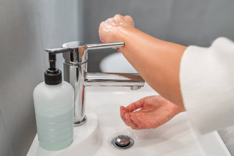 洗手卫生一步关闭水龙头利用手臂手干燥手科维德污染<strong>预防预防措施</strong>浴室