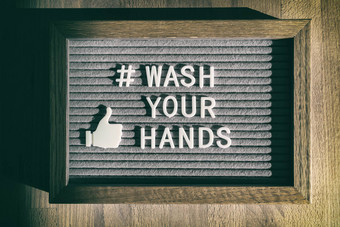 科维德手卫生冠状病毒消息社会媒体文本洗手标签电晕病毒感觉董事会标志信洗手