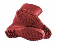一对清洁红色的橡胶靴子孤立的白色背景