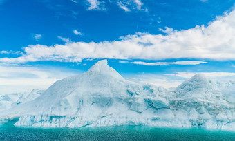 全球气候变暖格陵兰岛冰山景观伊卢利萨特冰峡湾冰山