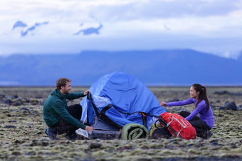 帐篷人投手帐篷冰岛黄昏