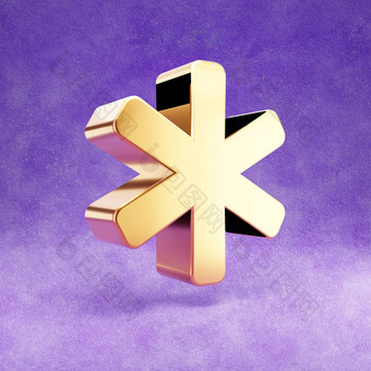 星号图标黄金光滑的星号象征孤立的紫罗兰色的天鹅绒背景