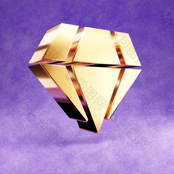 <strong>钻石</strong>图标黄金光滑的<strong>钻石</strong>象征孤立的紫罗兰色的天鹅绒背景