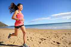 体育运动员跑步者运行女人海滩