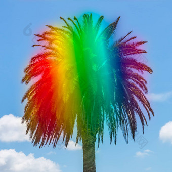 棕榈画彩虹颜色