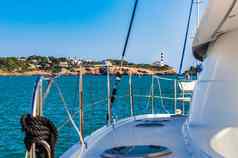 海上海岸视图游艇灯塔罗姆马略卡岛岛西班牙