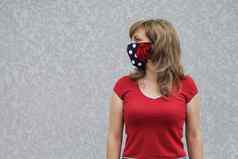 女孩保护面具冠状病毒