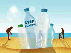 塑料集合海滩