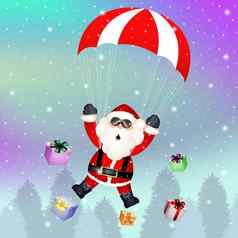 圣诞老人老人降落伞