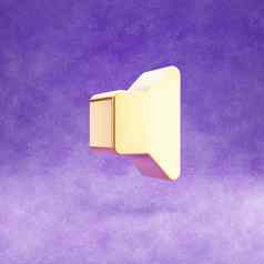 体积图标黄金光滑的体积象征孤立的紫罗兰色的天鹅绒背景