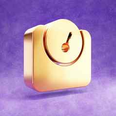 重量图标黄金光滑的重量象征孤立的紫罗兰色的天鹅绒背景
