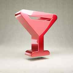 维莫特玻璃图标红色的光滑的金属维莫特玻璃象征孤立的白色混凝土背景