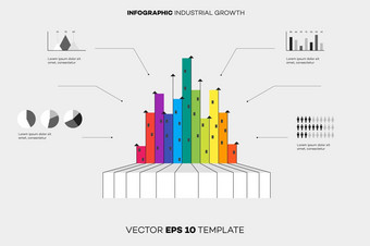 概念上的工业增<strong>长信</strong>息图表插图摘要日益增长的建筑向量模板现代演讲