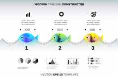 现代信息图表时间轴构造函数钓鱼行业概念上的向量背景模板业务演讲