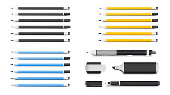 笔铅笔标记textliner受<strong>欢迎</strong>的写作材料<strong>企业</strong>身份原型向量插图