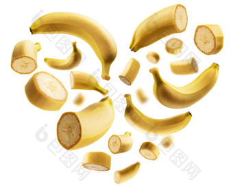 减少<strong>香蕉</strong>形状心白色背景