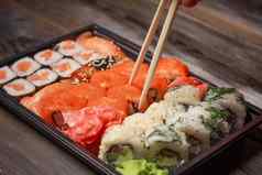 寿司集筷子餐日本食物美味