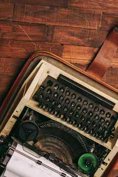 打字机复古的风格怀旧之情记者技术技术木背景