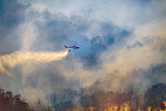 直升机下降水森林火
