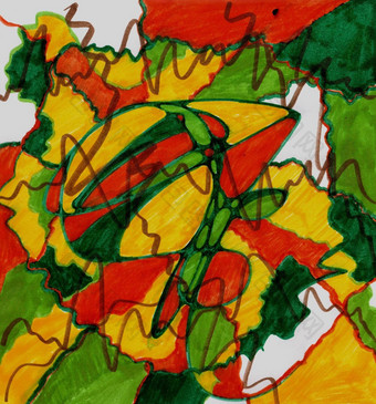 色彩斑斓的摘要背景条纹行背景红色的绿色黄色的颜色手绘标记