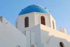 aio教堂圆顶画蓝色的圣托里尼岛希腊