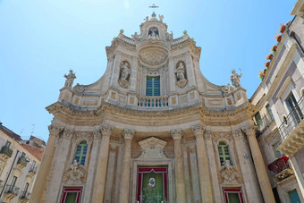 细节西西里巴洛克式的教堂教堂的高校卡塔尼亚西西里意大利
