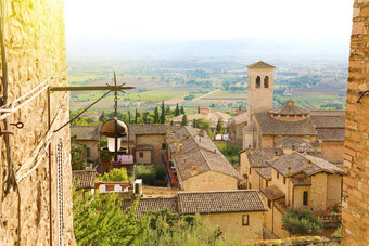 令人惊异的一瞥视图中世纪的意大利城市阿西西Umbria意大利