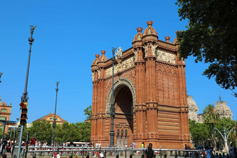 <strong>巴塞罗那</strong>西班牙7月弧凯旋凯旋拱城市<strong>巴塞罗那</strong>加泰罗尼亚西班牙拱建红色的砖砌的neo-mudejar风格