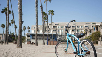 自行车巡洋舰自行车海洋海滩加州海岸美国<strong>夏季周</strong>期房子棕榈树