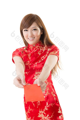 红色的信封中国人女人