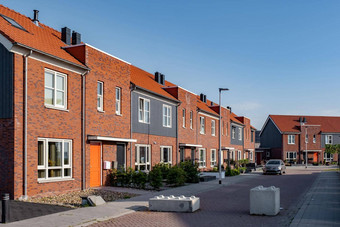 荷兰郊区区域现代家庭房子新构建现代家庭房屋荷兰荷兰家庭房子公寓房子