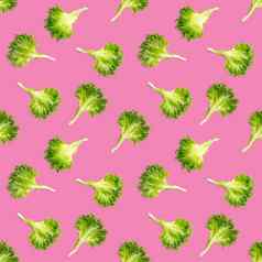 无缝的模式生菜绿色叶子沙拉frillice沙拉孤立的粉红色的冰山沙拉叶平躺