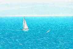 航行船流动开放海水彩画