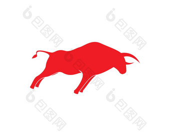 红色的牛金牛座标志模板
