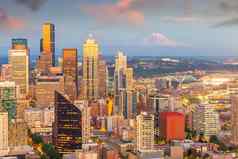 西雅图城市市中心天际线城市景观华盛顿状态美国