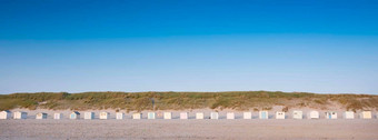 海滩小屋<strong>荷兰</strong>wadden岛texel黄昏蓝色的天空夏天
