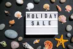 lightbox文本假期出售夏天装饰出售购物概念模型夏天促销活动广告假期海壳牌星星