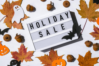 lightbox文本假期出售万圣节秋天叶子装饰出售购物概念模板黑色的星期五出售模型秋天感恩节促销活动广告假期
