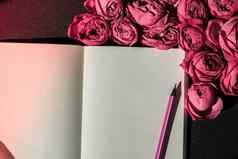 假期模拟粉红色的玫瑰笔记本生日情人节母亲女士一天花束花早....牡丹