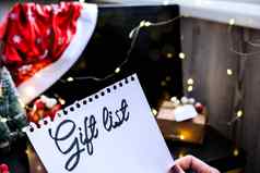 表纸文本礼物列表圣诞节装饰移动PC圣诞老人他假期在线购物冬天出售