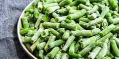 新鲜的冻绿色豆子板长袜蔬菜冬天存储